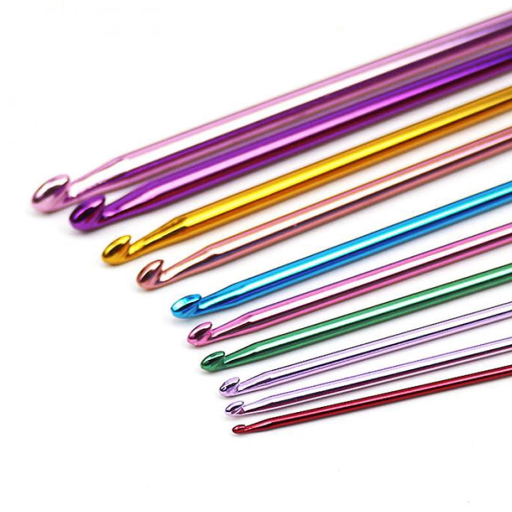11Pcs 10.6 Inch Multicolour Aluminum Tunisian/Afghan Crochet Hooks Needles (2mm to 8mm)
