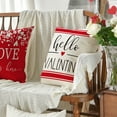thumbnail image 3 of Sm:)e Love Hello Valentine's Day Throw Pillow Covers 18 x 18 Set of 4 Buffalo Plaid Seasonal Decorative Farmhouse Outdoor Pillow Case Red, 3 of 8