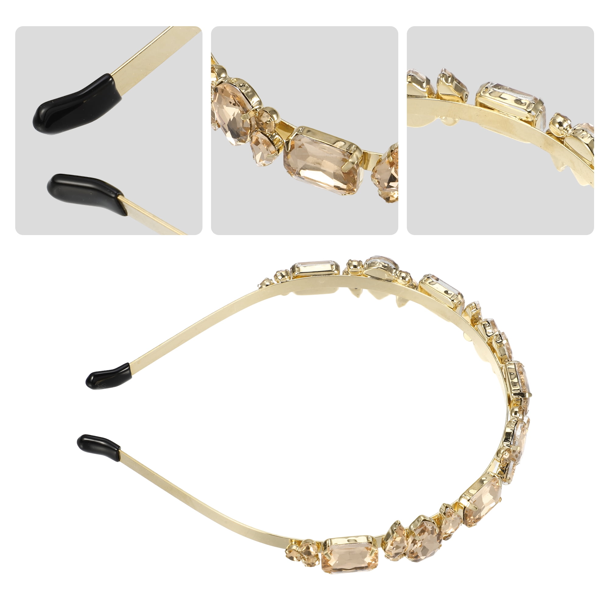 Unique Bargains Fashion Vintage Thin Rhinestone Champagne
