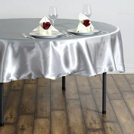 

BalsaCircle 90 Silver Round Satin Tablecloth Table Covers Reception Catering Table Linens