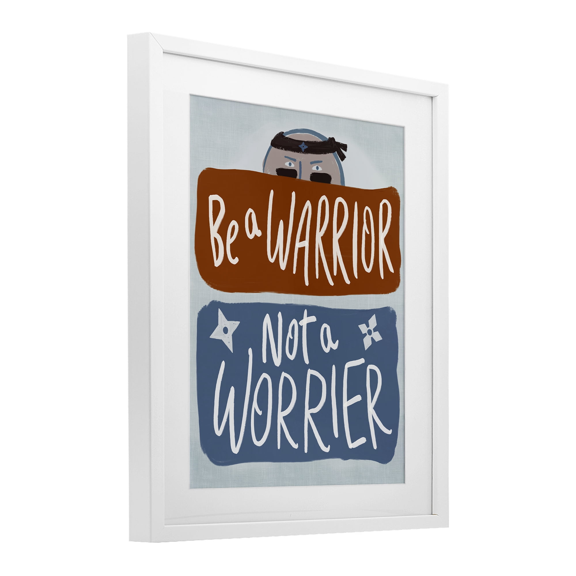 Stupell Industries Warrior Not Worrier White Framed Print Under Glass, design by Connie Summers