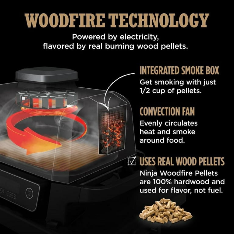 Ninja OG701 Woodfire Outdoor Grill & Smoker, 7-in-1 Master Grill, BBQ  Smoker, & Air Fryer plus Bake, Roast, Dehydrate, & Broil, uses Ninja  Woodfire