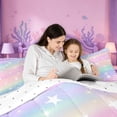 thumbnail image 4 of meiyoeat Colorful Gradient Full Size Comforter Sets,Cute Rainbow Stars Print Bedding Comforter Set For Girl,Reversible,3-Piece,1 Comforter and 2 Pillowcases, 4 of 7