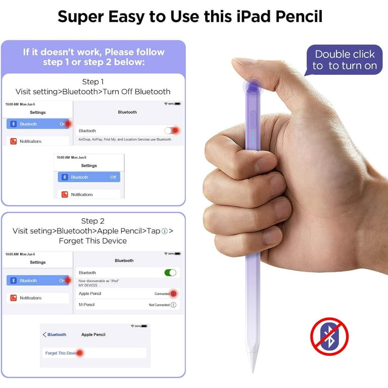 Stylus Pen for iPad 2018-2025, Fast Charge 15Mins, Palm Rejection