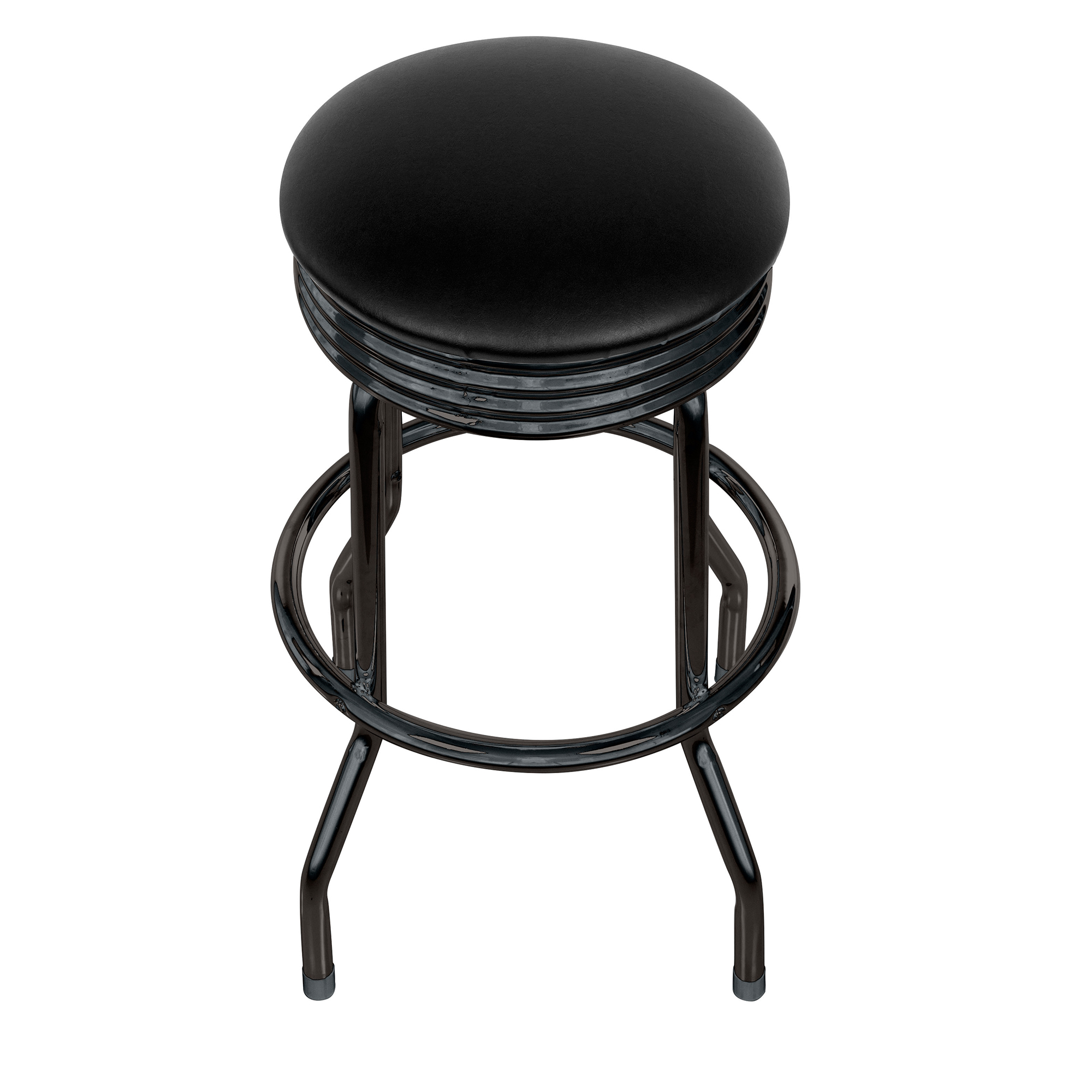 Retro Ribbed Swivel Bar Stool - Black