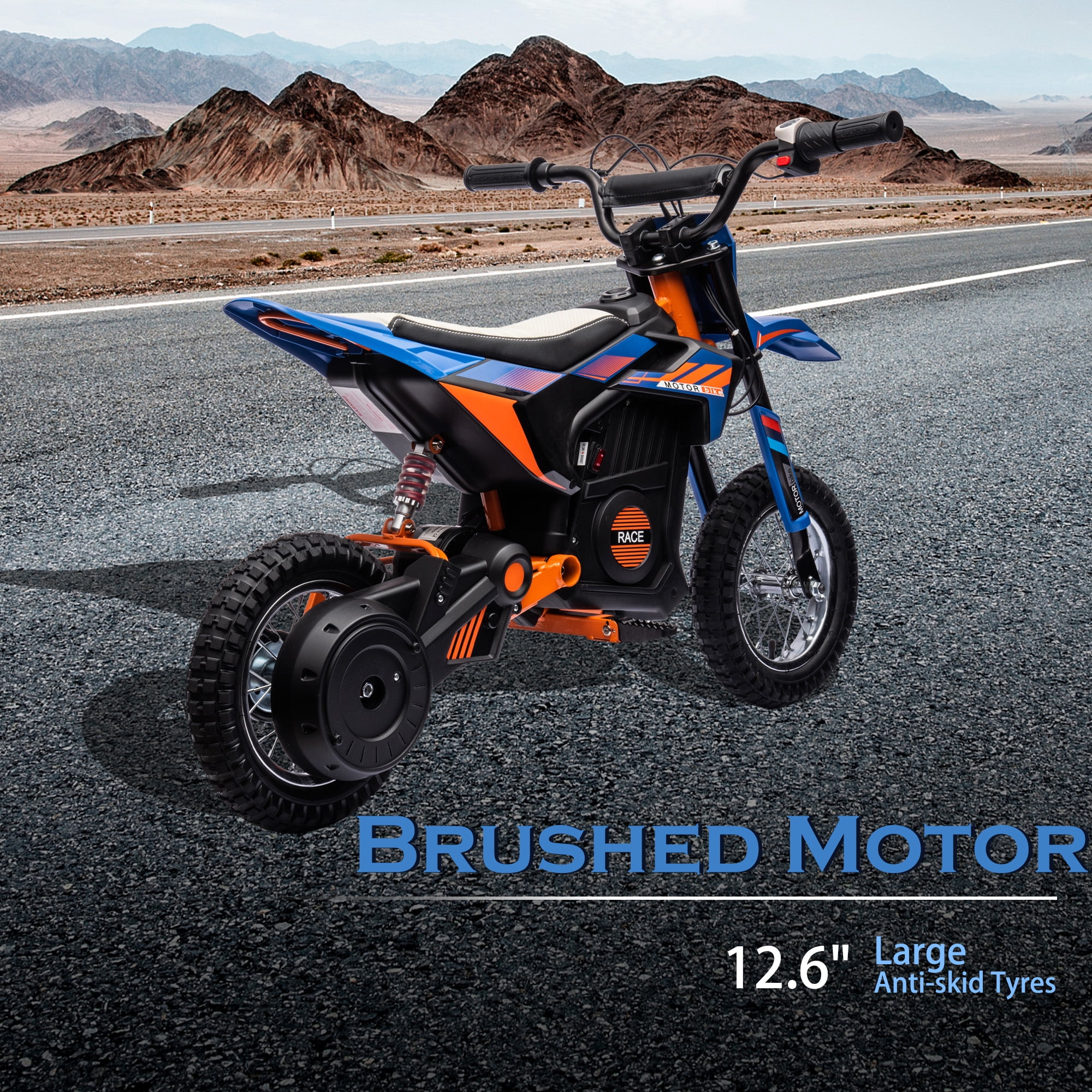 JoyWheels 24V Electric Dirt Bike for Kids,250W Ride on Toy Motorcycle,Ages 13 Years+,13mph,Blue