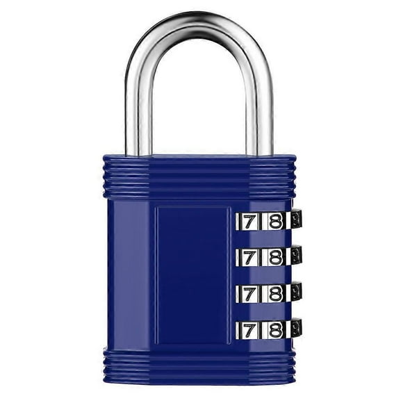 Combination lock 4 digits, locker lock for gym locker (blue), school locker, cupboard, lock with number code. Weatherproof for door, shed, fence, padl