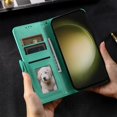 thumbnail image 4 of SaniMore for Samsung Galaxy S22 Ultra PU Leather Case, Wallet Design with Card Slots Cash Pocket [Wrist Strap] Flip kickstand Full Body Protection Magnetic Closure Business TPU Shell, Green, 4 of 11