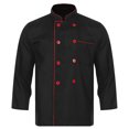 thumbnail image 3 of Uniforme de Trabajo de cocina para restaurante y Hotel para hombre y mujer, chaqueta de Chef de panadería con cuello alto contrastante, Tops de manga larga con doble botonadura, 3 of 5