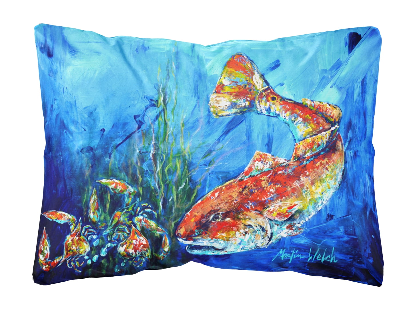 Scattered Red Fish Fabric Decorative Pillow - Walmart.com - Walmart.com