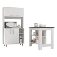 thumbnail image 1 of FM FURNITURE Surrey 2-Piece Modern Engineered Wood Kitchen Set in White/Walnut, 1 of 7