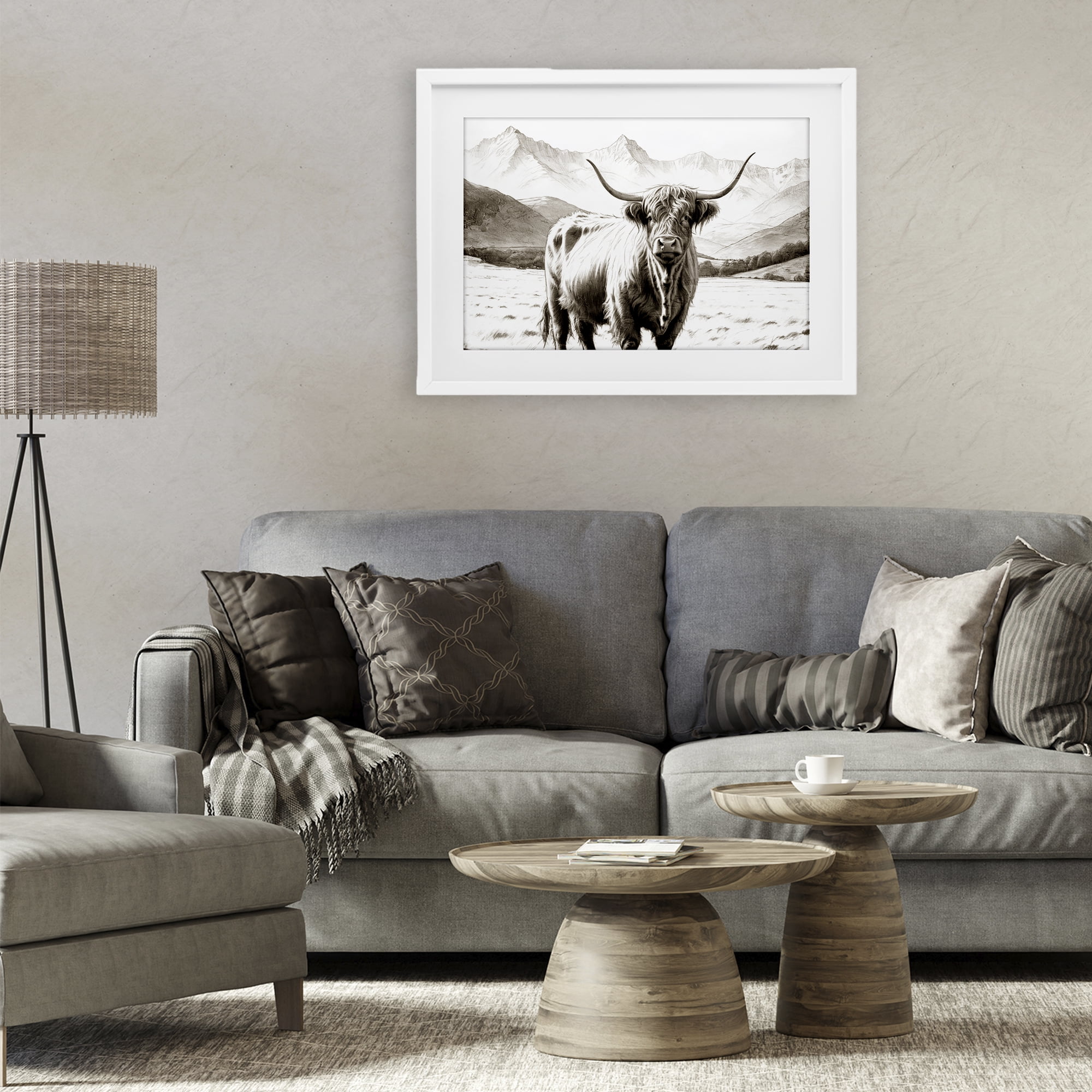 Stupell Industries Highland Sepia Sketch White Framed Print Under Glass, design by Kim Allen