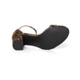 thumbnail image 4 of BLISSFUL STEP Women's Shoes Solid Color Open Toe Block High Heels Summer Sandals Brown-Leopard 9, 4 of 8