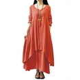 thumbnail image 4 of Robe Décontractée Ample pour Femme, Unie, à Manches Longues, Boho, Longue, Maxi, 4 of 7