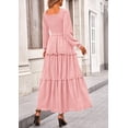 thumbnail image 2 of Vestido PRETTYGARDEN 2025 Maxi Rosa con Fruncido y Escote Cuadrado XXL, 2 of 8