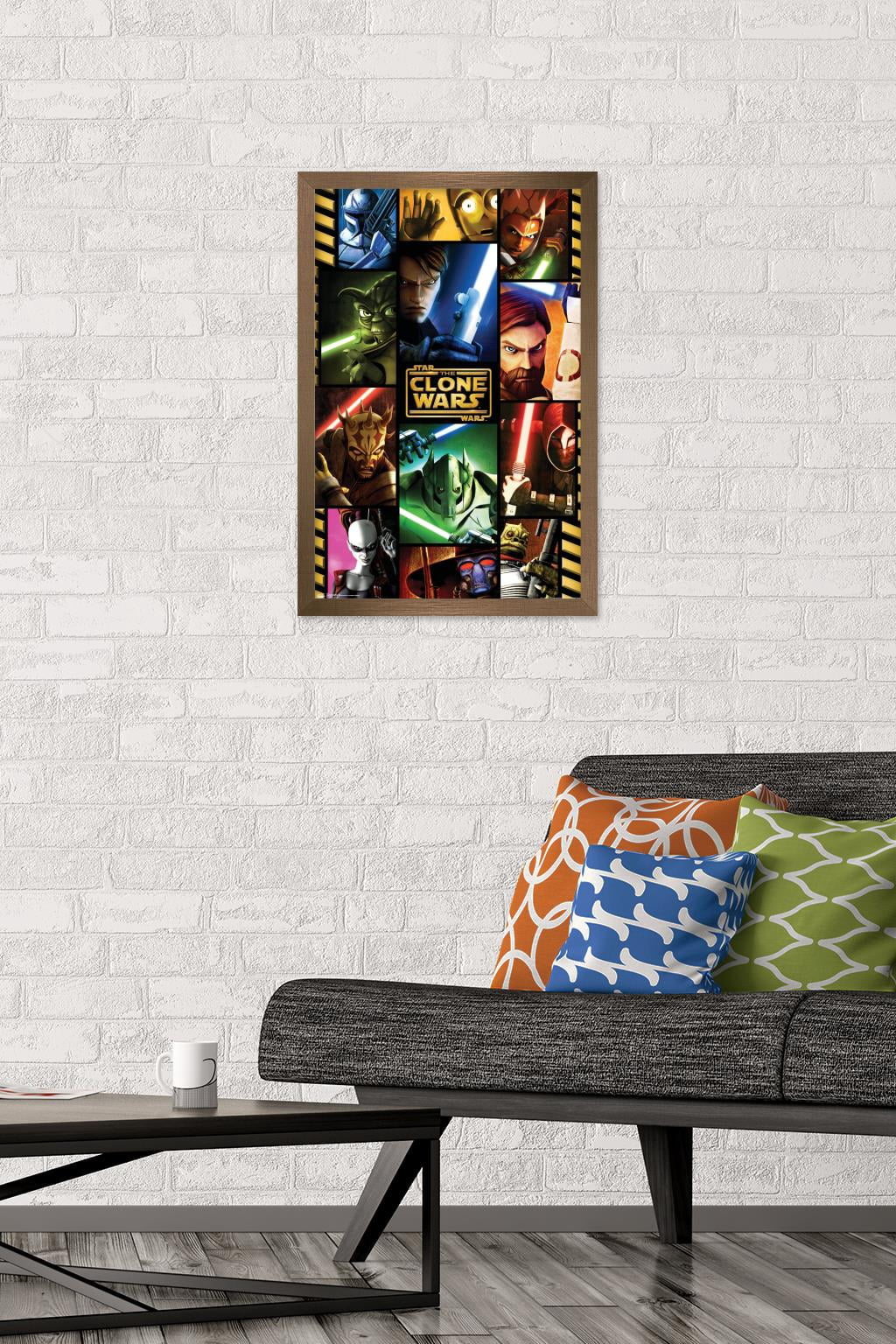 Star Wars: The Clone Wars - Grid Wall Poster, 14.725" x 22.375", Framed