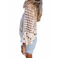 thumbnail image 3 of Women Crochet Cardigan Tie Front Hollow Out Long Sleeves Summer Knit Cover Cardigan Color One Size, 3 of 10