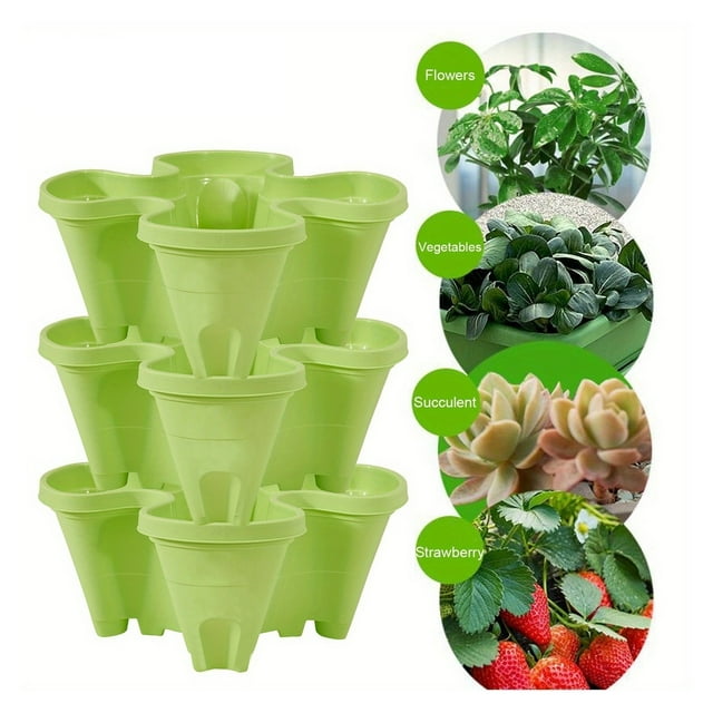 Vertical Planter Tower Garden, 3 Tiered Planter Stackable Herb Garden Planter with Movable Casters