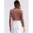 thumbnail image 3 of DARING DIVA Women's Long Sleeve Open Front Velvet Cropped Shrug XS Dusty Pink, 3 of 6