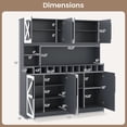 thumbnail image 3 of Gymax 63'' Wide Kitchen Buffet Hutch w/4 Cabinets 2 Open Shelves & 12-Bottle Wine Rack Dark Gray, 3 of 10