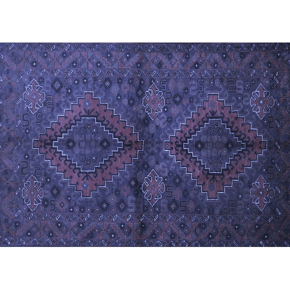 Ahgly Company Machine Washable Indoor Rectangle Persian Blue Traditional Area Rugs, 4' x 6'
