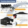 thumbnail image 6 of Patiojoy 10 x 20FT Pop up Canopy with 6 Sidewalls Outdoor Canopy Tent with Zippered Entrances Windows Black, 6 of 10