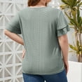 thumbnail image 5 of BXJX Plus Size Blouse for Women Casual Loose V-Neck Ruffles Sleeve Solid Color Summer Tunic Army Green T-Shirt Size XL, 5 of 9