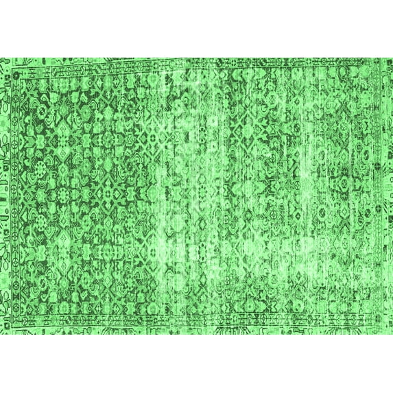 Ahgly Company Indoor Rectangle Persian Emerald Green Traditional Area Rugs, 5' x 7'