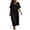 Black, variant on Antinious Ladies V-Neck Short Sleeve Solid Lightweight Versatile Casual Long Dress with Side Pocket Layout
