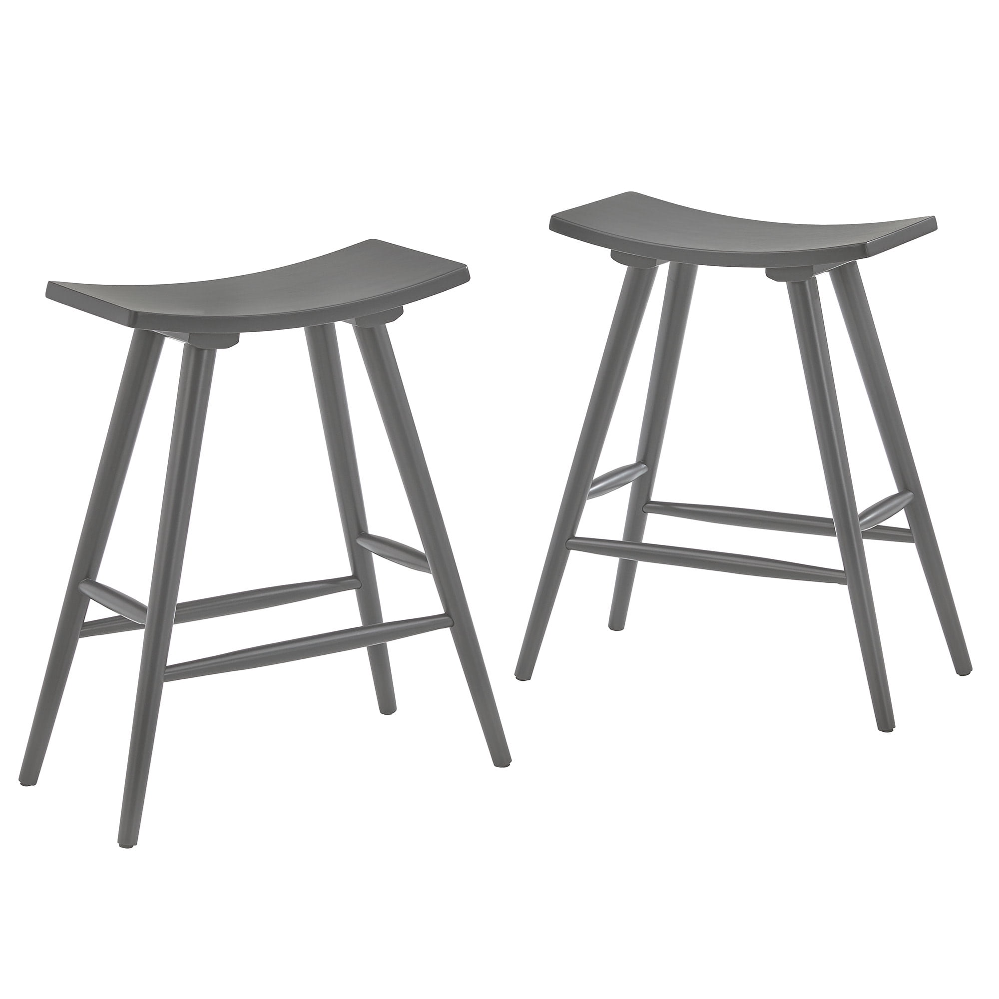 Weston Home Danville Solid Wood 24" Counter Stool, Set of 2, Frost Grey Finish