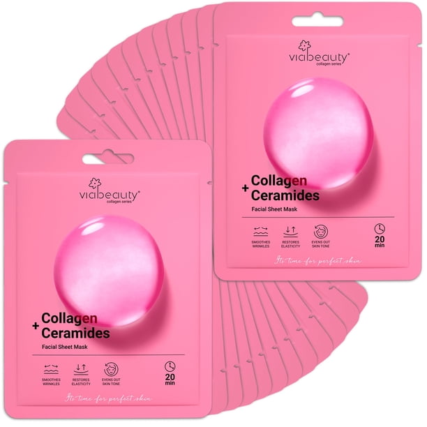 Mascarilla facial de colágeno VIABEAUTY rejuvenecedora con ceramidas x24