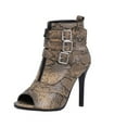 thumbnail image 2 of Quaouag Women's Peep Toe Stilettos Heeled Sandals Boots Strappy Buckle High Heels Patry Dressy Ankle Booties, 2 of 4