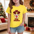 thumbnail image 2 of sdbrld Kids Girls Christmas T-shirt Cute Cartoon Graphics Short Sleeve Top Fall Winter Clothes Yellow Sizes 9-10 Years, 2 of 4