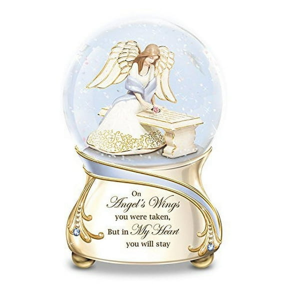 Remembrance Porcelain Musical Glitter Globe with Angel and Swarovski Crystals by The Bradford Exchange