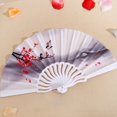thumbnail image 3 of Vjnyvs 4pcs Floral Folding Hand Fan Vintage Retro Plastic Handheld Fans Folding Fan Wedding Dancing Church Party, 3 of 7