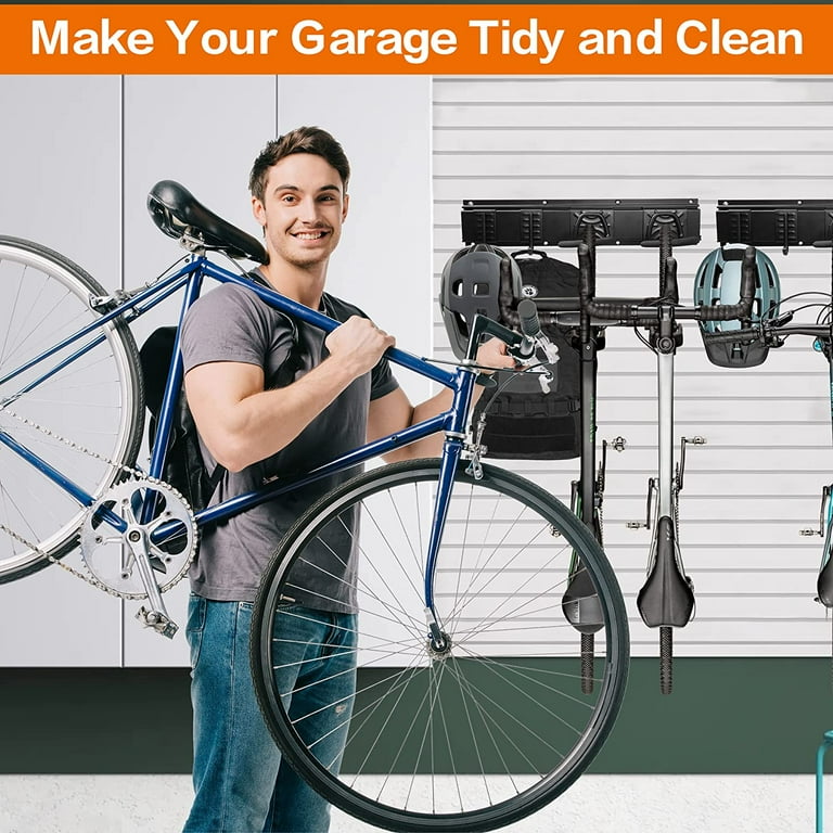 Bike Rack Garage Wall Mount Bike Storage Rack for 5 Bicycle Helmets 48 Long Heavy Duty Metal Bike Hanger Easy Install Rubber Hooks