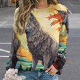 thumbnail image 2 of Sweatshirt For Womens Crewneck Colorful Lone Wolf Hoodies Teen Girls Cute, 2 of 7