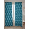 thumbnail image 5 of Sheer Curtains 96 Inches Long 2 Panels Set for Living Room, Teal Blue Stripes Semi Sheer Curtains for Windows, Simple Geometric Modern Monochrome Voile Window Treatments Rod Pocket Curtain, 5 of 7