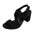 thumbnail image 2 of Caywon Women's Chunky High Heeled Sandals Peep Toe Ankle Strap Buckle Block Heels Dress Bride Wedding Party Evening Shoes Open Toe Strappy Shoes, 2 of 7