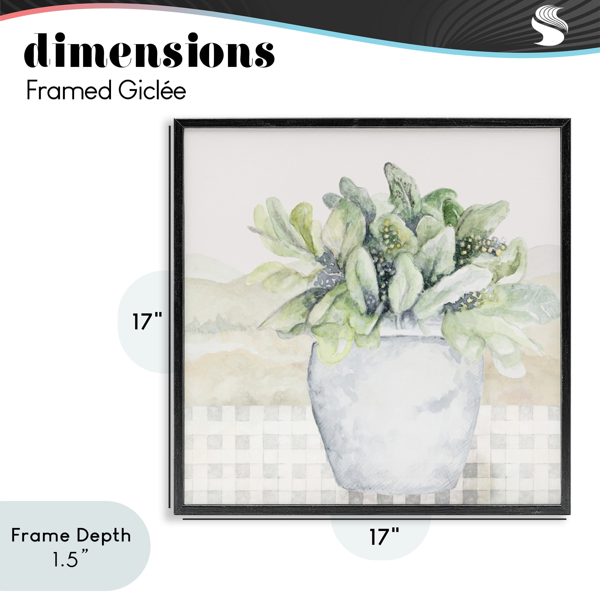 Stupell Industries Potted Farm Herbs Arrangement Black Framed Giclee Art, design by Janice Gaynor