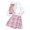 Pink, variant on Ulanda Girls 2 Piece Casual Outfits Pullover Sweatshirt Retro Plaid Skirt Set (Pink, 5-6 Years)
