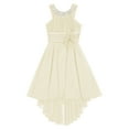 thumbnail image 3 of Linjinx Flower Girl Sleeveless Beaded High Low Dress Asymmetrical Chiffon Junior Bridesmaid Dress Champagne 14, 3 of 4