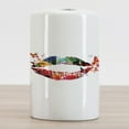 thumbnail image 2 of Lips Ceramic Toothbrush Holder, Mosaic Gradient Blended Color Low Poly Style Butterflies and Music Notes, Decorative Versatile Countertop for Bathroom, 4.5" X 2.7", Multicolor, 2 of 4