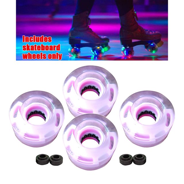 4 piezas de ruedas suaves para patines, accesorios para patinetas cuádruples, alto , núcleo magnético duradero, repuesto para interiores, flash Rosado Baoblaze Rodillo de patines
