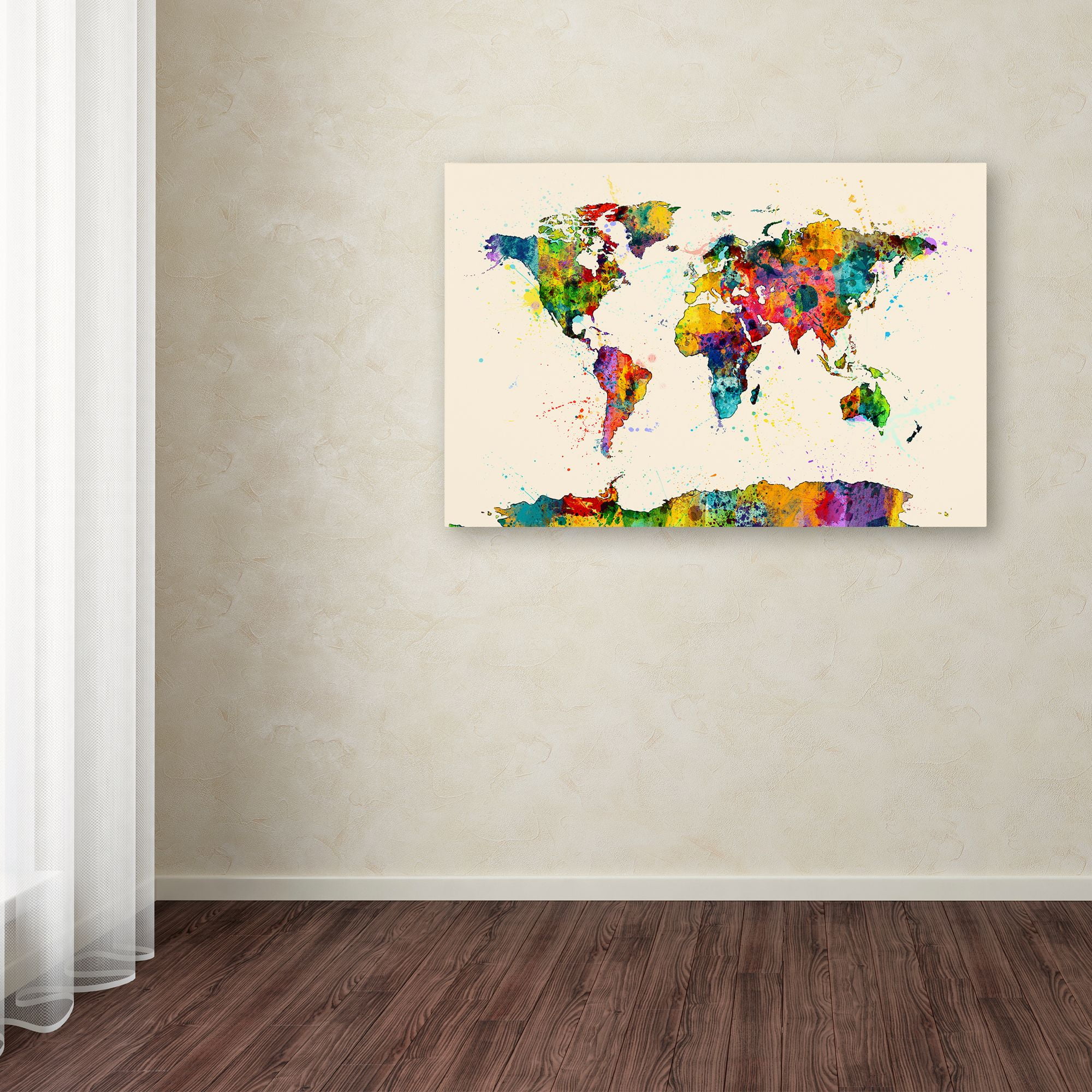 Trademark Fine Art "Map of the World Watercolor II" Canvas Art by Michael Tompsett