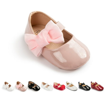 

Bonario Baby Girls Shoes Infant Mary Jane Dress Bowknot Princess Crib Flats for Newborn First Walkers 3-18 Months