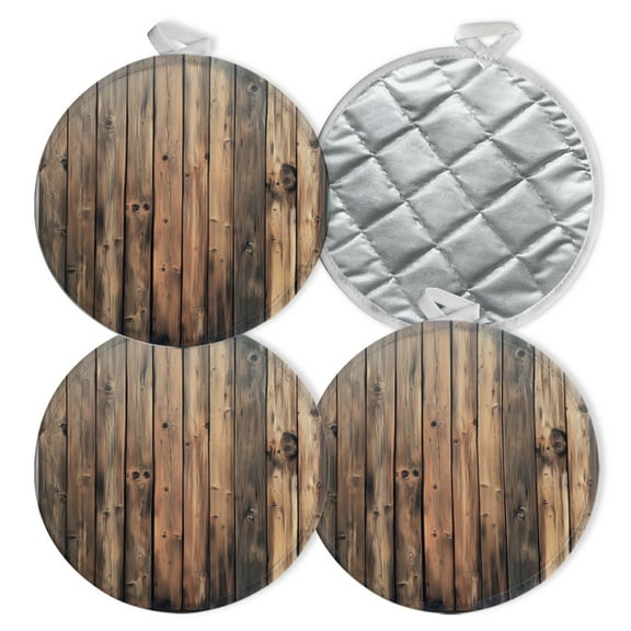 4 PCS Pot Holders for Kitchen,Potholders Sets with Hook for Oven,Cooking,Baking,Weathered Wooden Plank Wall