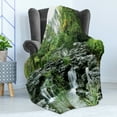 thumbnail image 4 of Japanese Soft Flannel Fleece Throw Blanket, Yard Little Lake Between Trees Stones in Autumn Season Natural Wilderness, Cozy Plush for Indoor and Outdoor Use, 70" x 90", Green White, by Ambesonne, 4 of 5