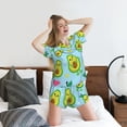 thumbnail image 3 of Wukai Cartoon Avocado Print Women's Pajama Set - Short-Sleeve Top and Shorts with Elastic Waistband and Pockets for Loungewear, Yoga, and Casual Wear-Large, 3 of 8