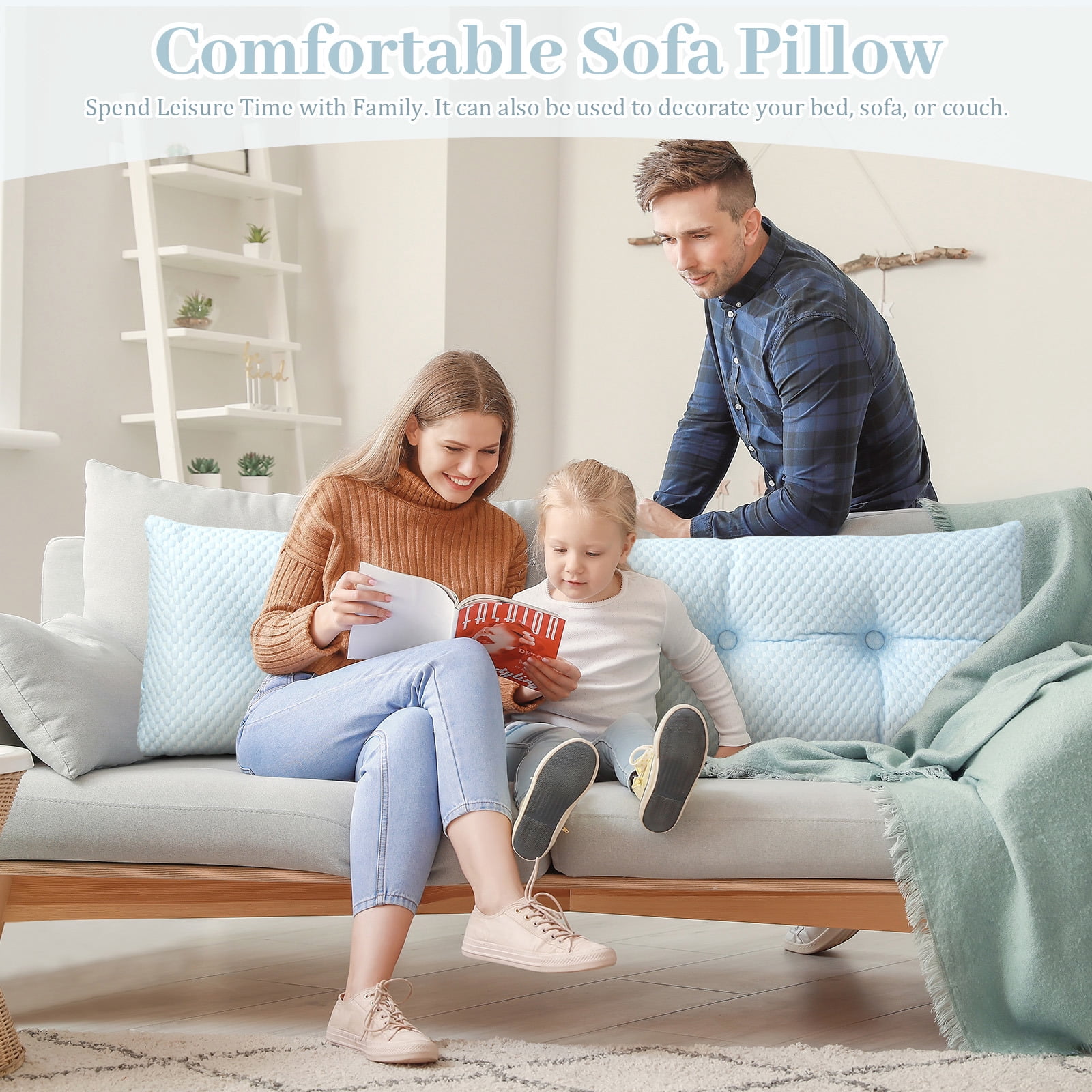 Lovote Comfort Wedge Headboard Pillow - Plush Supportive Backrest for Reading & Relaxing